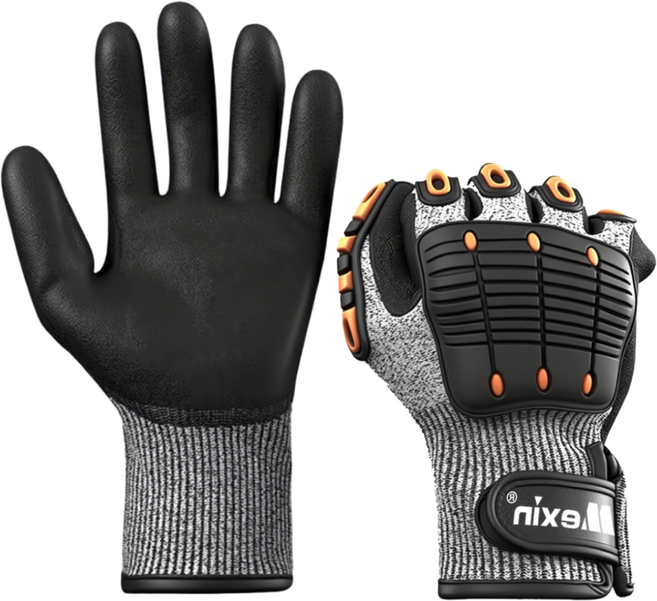 맥신 절단/충격방지 현장 작업 안전장갑, 1세트, 블랙+오렌지