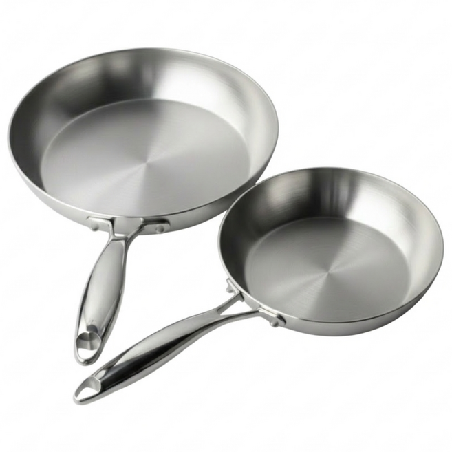 [NEW] 1+1 통3중 인덕션 올스텐 304 프라이팬 2종 세트, 1개, 20cm+24cm, SILVER
