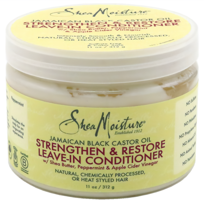 Shea Moisture 자메이칸 블랙 캐스터 오일 스트렝슨 앤 그로우 리브-인 컨디셔너, 325ml, 1개