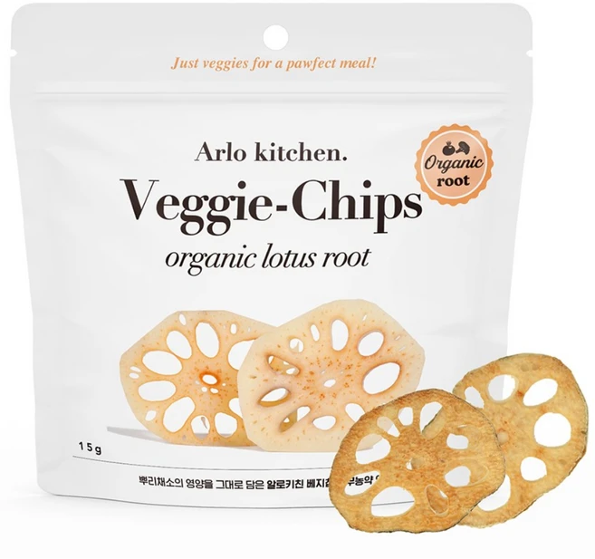 알로키친 강아지 베지칩스 유기농 연근칩, 2개, 15g, 연근 - 쿠팡
