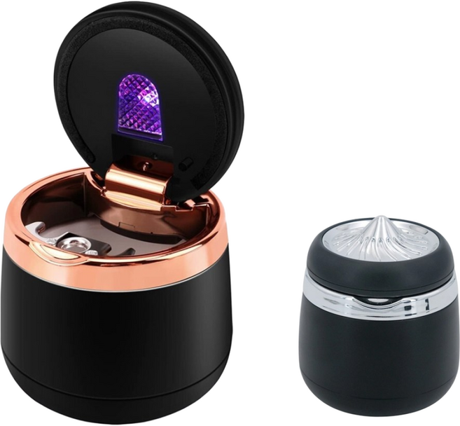 발통마켓 자동차 LED 재떨이 고급형 재털이 냄새차단 연초 전자담배, 1개, 골드