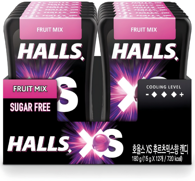 HALLS XS無糖迷你薄荷糖 綜合水果口味, 180g, 1組