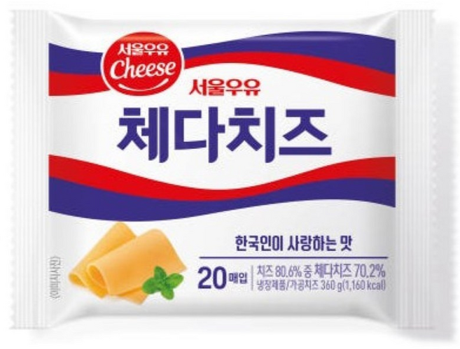 서울우유 체다슬라이스치즈, 3개, 360g