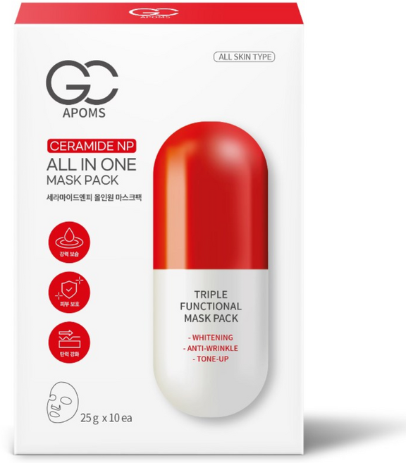 지씨아폼스 데일리솔루션세라마이드엔피 올인원마스크팩10개1세트, 1개, 10개입