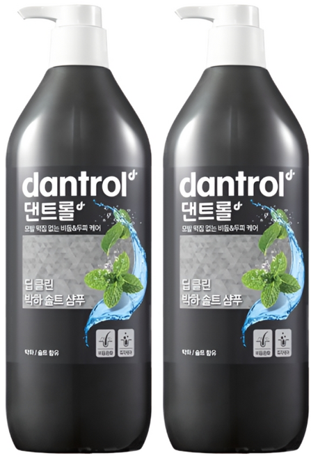 댄트롤 딥 클린 박하 솔트 샴푸, 820ml, 2개