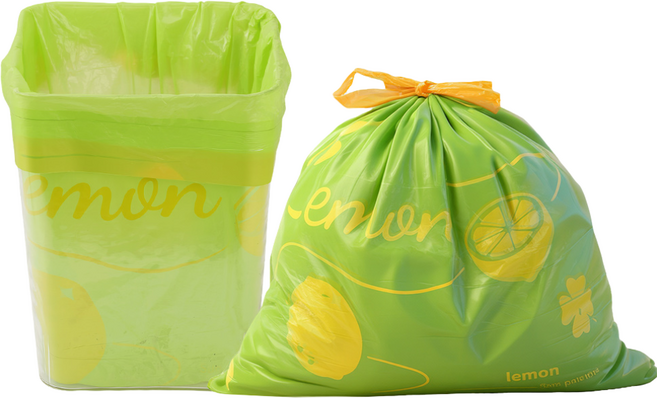 뜯지 않는 끈 일체형 쓰레기봉투 45*45cm 쓰레기봉투 20l 라임 향기, 30개