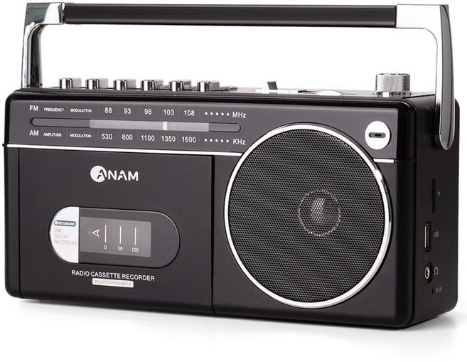 아남 블루투스 라디오 카세트 플레이어, 블랙, PA-720BT