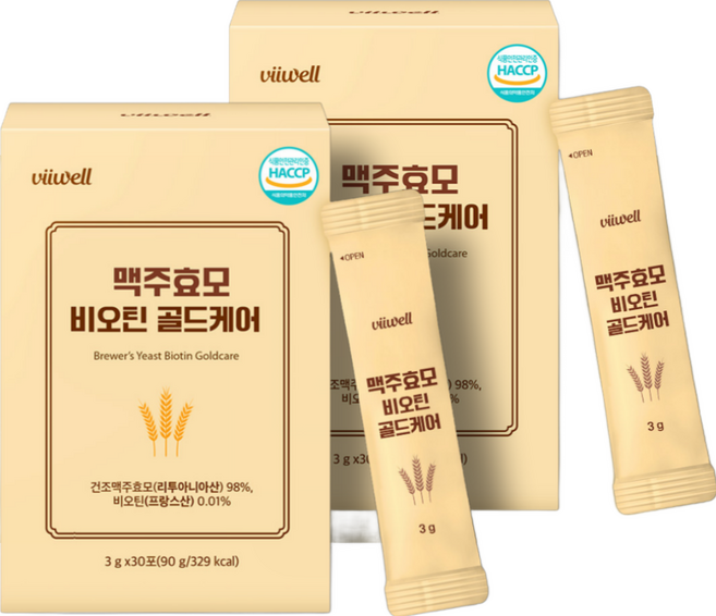 비웰 건조 맥주효모환 비오틴 골드케어 리투아니아산 부모님선물, 2개, 3g