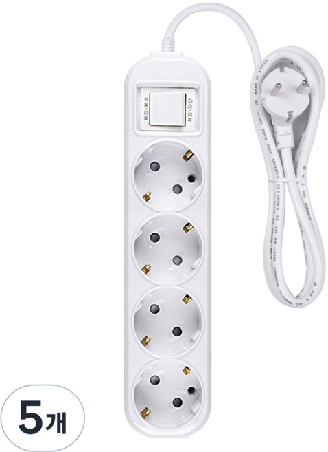 이어지다 접지 멀티탭 4구, 1.5m, 5개