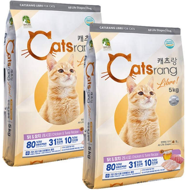 캐츠랑 NEW Libre 리브레 전연령 고양이 건식사료, 닭+참치, 5kg, 2개