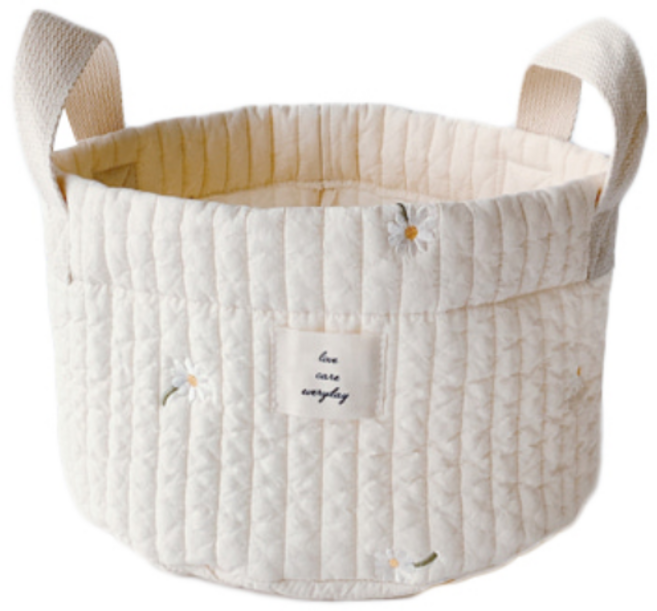마롤로뜨 돗투돗 누빔 자수 아기 바구니, 살랑데이지, 1개