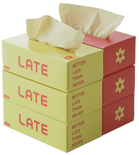 LATE 먼지없는 대나무 미용티슈 3겹 각티슈, 6개, 120매