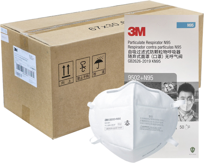 3M 방진마스크 9502+ N95 2급 접이식 50매입 10Box (총500개입), 화이트, 500개
