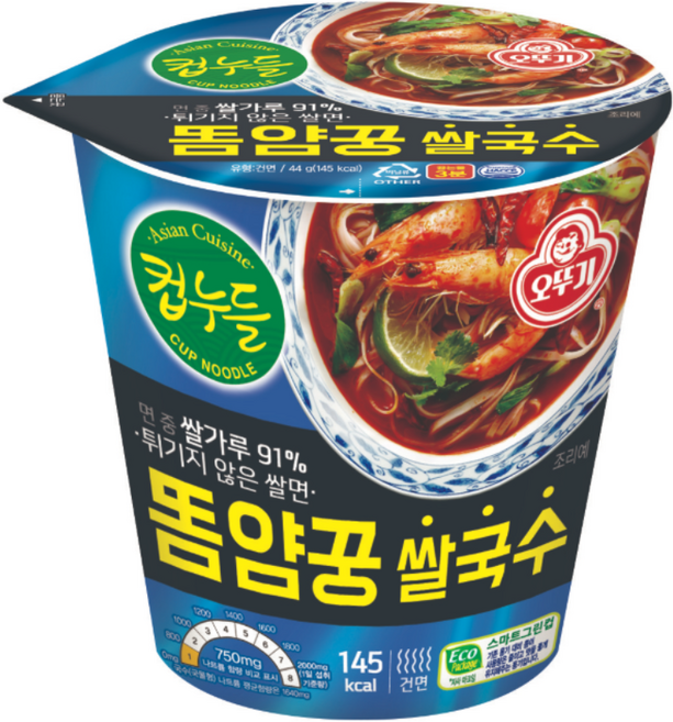오뚜기 컵누들 똠얌꿍 쌀국수, 44g, 10개