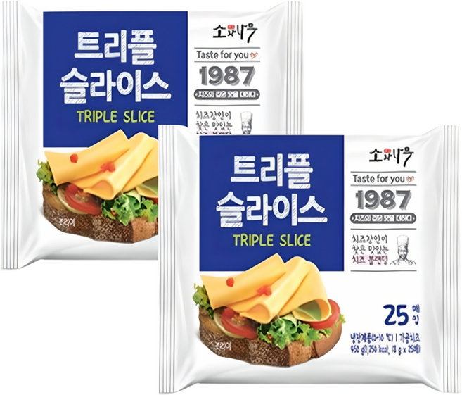 소와나무 트리플 슬라이스 치즈 450g 25매, 2개