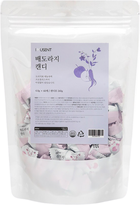 이뮤젠트 배도라지캔디 지관통 약 60개입 파우치 환절기 배 모과 프로폴리스 사탕 도라지 캔디, 1개, 240g