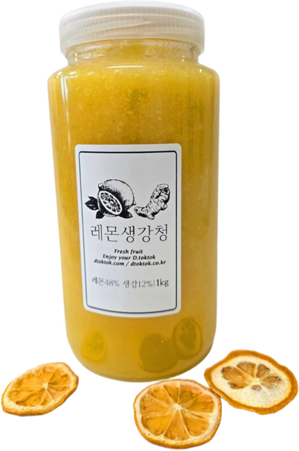 디톡톡의 진한레몬청과 국내산 생강을 잘 갈아만든 레몬생강청 630g, 1kg, 1개, 1개입