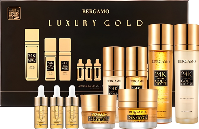 베르가모 리얼 24K 골드 9종 기초화장품세트 골드 콜라겐, 1세트