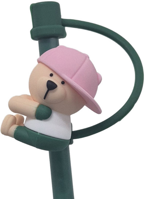 귀여운 캐릭터 텀블러 실리콘 빨대 마개 커버 50종 모음 뚜껑 꽃 동물 러브 7mm, 1개, 꼬마곰