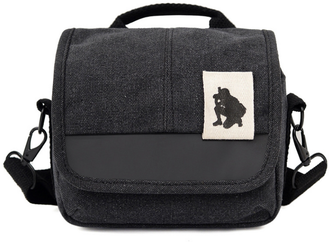 코차이 여행용 미러리스 카메라 소형 캔버스 크로스백 충격방지 수납가방, 블랙, 1개