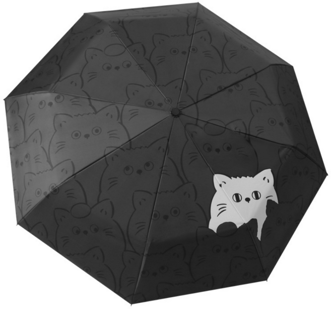 잼퍼니 블랙&화이트 귀여운 고양이 캐릭터 우양산 양우산
