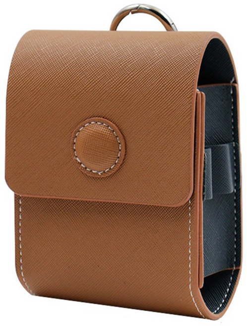 골프공 2구 4구 가죽 볼 케이스 파우치 케이스 주머니 가방, 브라운, 1개