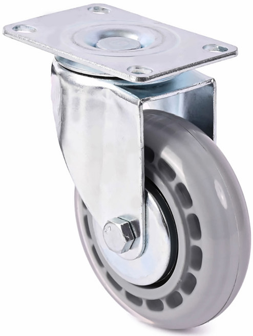 플레이트 타입 바퀴 3 4 5 인치 교체 대차 카트 가구 의자, 1개, 5인치 회전 인라인 투명