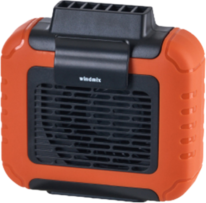 윈드믹스 휴대용 선풍기 두손자유 허리에 거는 바디쿨러 등풍기, 오렌지