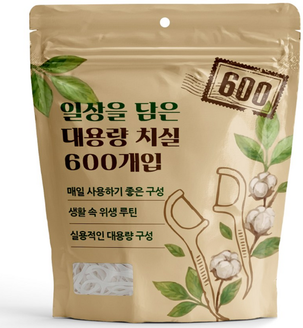 일상을 담은 일회용 치실 고강도 휴대용 대용량, 1개, 600개입, 19mm