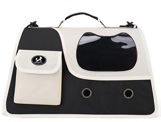 딩동펫 와이드 통풍 숄더백 반려동물 이동가방, 블랙, 1개