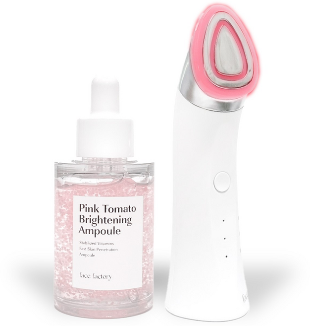 피코세라 페이스팩토리 부스터즈 프로 피부마사지기 + 브라이트닝 토닝 앰플 세트 구성
