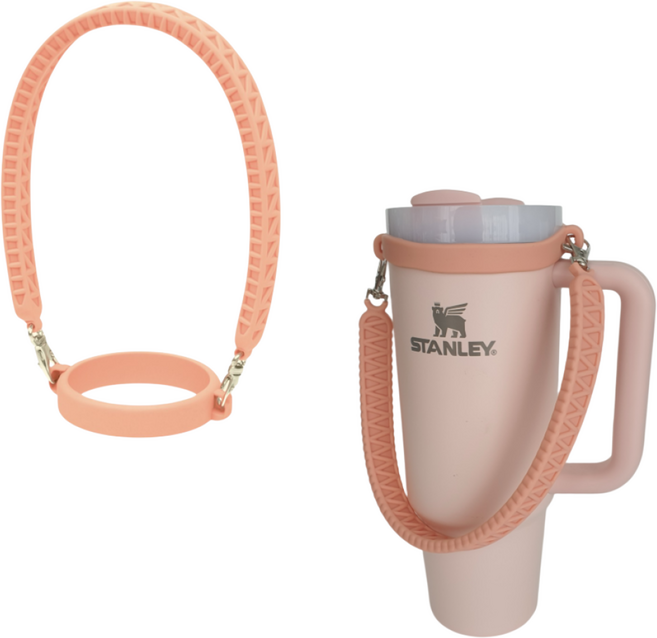 스탠리 스타벅스 호환 실리콘 텀블러 악세사리 스트랩 홀더 손잡이 텀꾸 끈, 피치, 1개