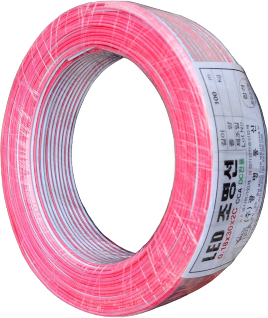 LED조명선 LED 조명선 적백 연접선 스피커선 DC 케이블 0.75SQx2C 100M/롤, 1개