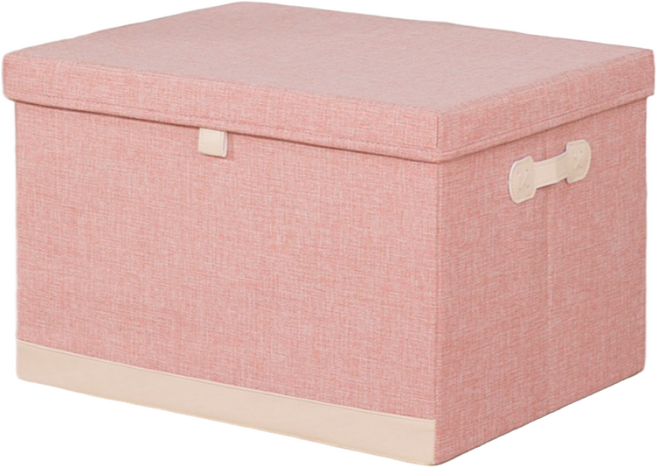 넷세일마켓 커버있는 접이식 다용도 옷 수납정리함 리빙박스, 2개, 파스텔 핑크