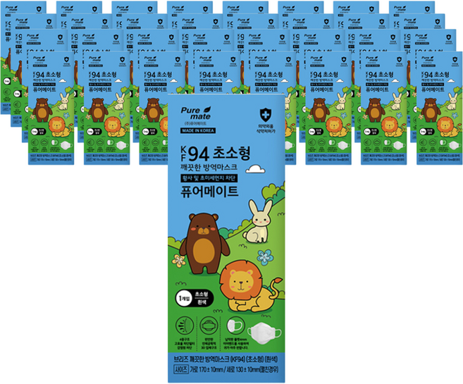 Puremate 브리즈 깨끗한 방역마스크 초소형 KF94, 50개입, 1개, 흰색