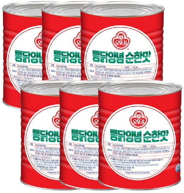 오뚜기 통닭 양념 순한맛, 3.6kg, 6개