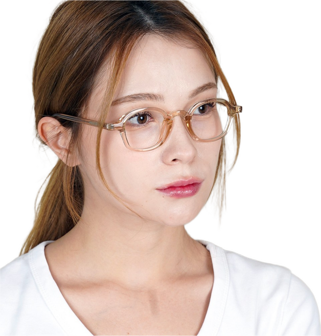 폴센 안경 고도근시 돋보기 알작은 뿔테 안경 안경테, 1개, 연브라운