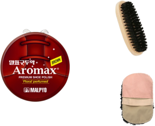 말표 구두약1개+구둣솔1개+구두융1개 세트 가죽 구두 광택 신발 관리 구두 닦이 세트, 1세트, 갈색+솔+융