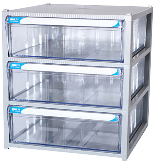 [국내생산]멀티박스 수납정리함 다용도 정리함 책상정리 조립수납함 투명 수납함 부품 보관함 박스 27종, 1개, 709-D(3단)