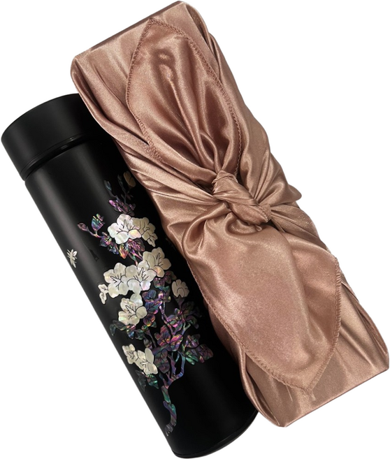 자개텀블러 보자기포장포함 보온보냉병 나전칠기 외국인기업단체선물용답례품, 1개, 500ml, 무궁화블랙