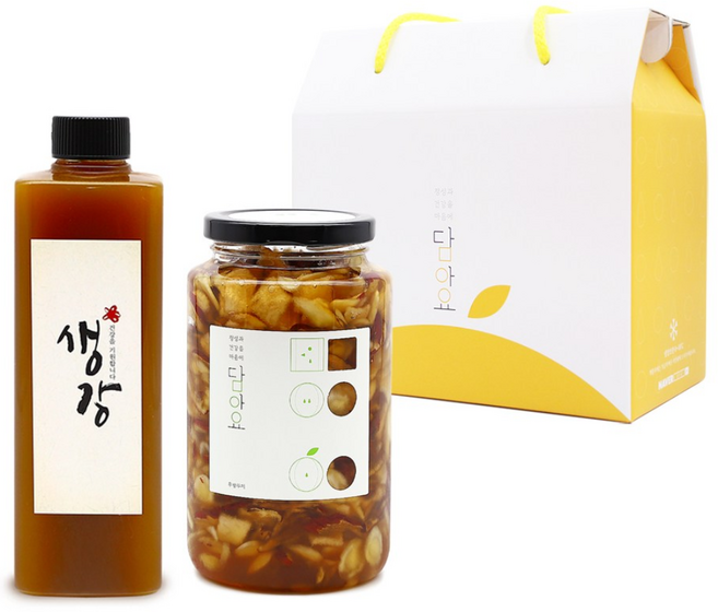 담아요 수제청 2구 선물세트, 1세트, [2구]생강청(플)650g+배도라지대추청650g