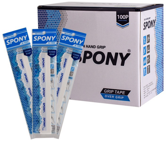 스포니 소프트핏 대용량 오버그립 국내생산 라켓 그립테이프 100p, 화이트, 100개