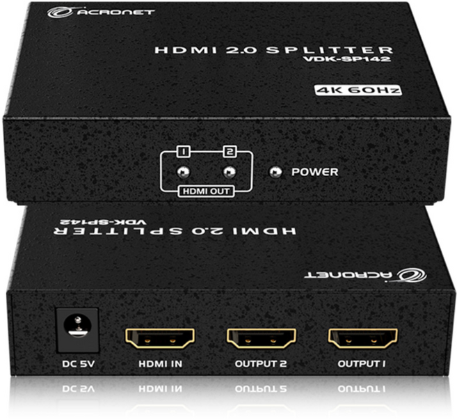 아크로넷 VDK-SP142 HDMI 분배기 2포트 4K 60Hz HDR, 1개