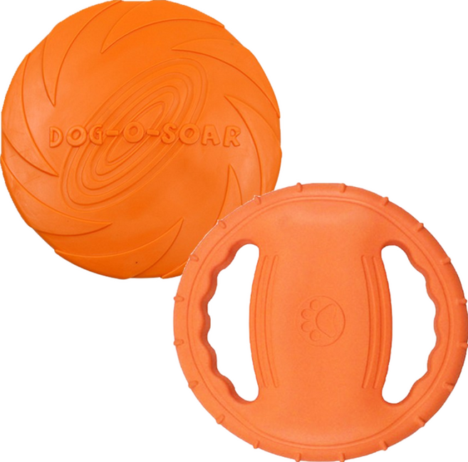 (당일발송) 이지유 강아지 프리스비 2종 세트 원반 던지기 플러피 장난감, 오렌지+오렌지, 1세트