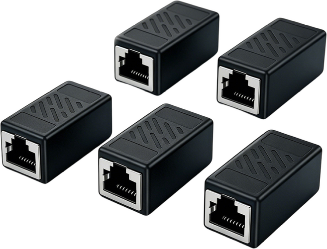 CAT6 FTP 랜연장 젠더 RJ45 키스톤 잭 커플러 1Gbps, 5개, 블랙