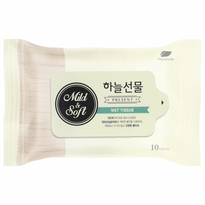 하늘선물 휴대용 물티슈 10매, 35g, 10개입, 50개