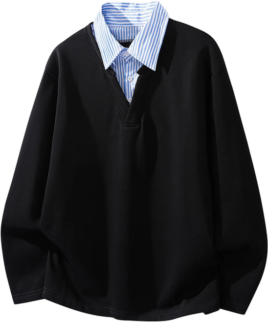 스타일닥터 남성 춘추 브이넥 맨투맨 스트라이프 긴팔상의