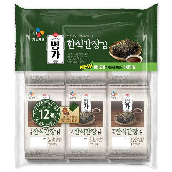 CJ제일제당 명가 한식 간장김, 4g, 12개