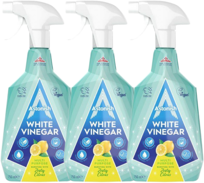 아스토니쉬 다목적 다용도 주방 욕실 멀티 클리너 백식초 화이트비니거 시트러스향, 3개, 750ml
