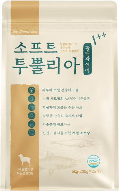 우리주 대용량 가수분해 투뿔리아 피부건강 소프트사료(황태+연어), 5kg, 2개, 연어+황태
